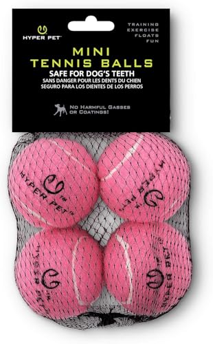 Hyper Pet MINI Extra Small 1.75in Tennis Balls for Dogs (Safe Dog Ball Tennis Balls for Exercise & Training) Interactive Toys work with Hyper Pet K9 Kannon MINI Dog Ball Launcher - 4 Pack Pink - color: Pink, size: MINI 1.75" - 4 Pack