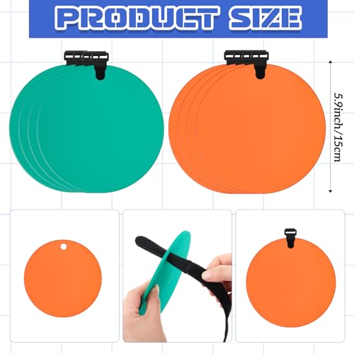 Arrowbash Silicone Hockey Shooting Targets Agility Shooting Goal Target Discs with Straps Set Reactive Hockey Training Equipment for Lacrosse Soccer Baseball Practice Accuracy, Orange, Green