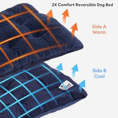 FUNNY FUZZY 42x28 Washable Dog Bed Crate Mat, 2 in1 Pet Pillow Sleeping Bed, Fluffy Deluxe Kennel Mattress for X-Large Dog and Cat,Charcoal Grey,XL,Midnight Blue - color: Blue, size: 42"×28" X-Large