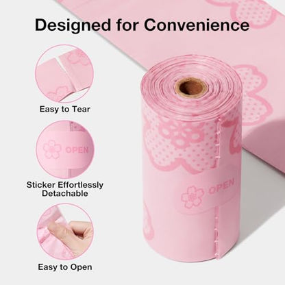 VETRESKA Cherry Blossom Scented Dog Poop Bags, Leak Proof, Extra Thick and Large Pet Waste Bags for Dog Walking and Cat Litter, 20 Refill Rolls, 300 Bags, Pink - size: 1 Count (Pack of 300), style: Cherry Blossom