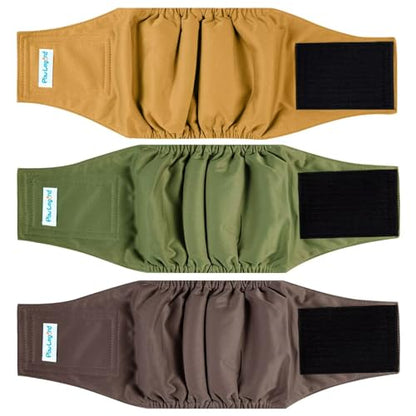 Paw Legend Washable Dogs Diapers Male Dog Belly Bands for Male Dogs Diapers Reusable Puppy & Doggie Diapers Male - color: Brown, Dark Green, Gold, size: X-Small