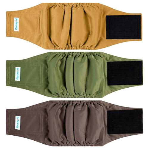 Paw Legend Washable Dogs Diapers Male Dog Belly Bands for Male Dogs Diapers Reusable Puppy & Doggie Diapers Male - color: Brown, Dark Green, Gold, size: X-Small