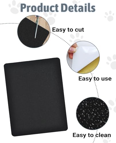 BNOSDM Cat Nail File Scratcher, 6 Pack Replaceable Stickyback Sandpaper for Cat Scratching Board, Pet Scratch Liner for Furniture, Litter Box or Any Flat Surface (Black)