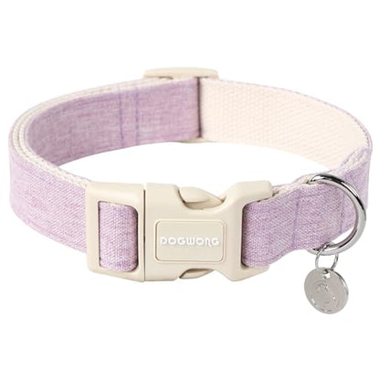 DOGWONG Cotton Hemp Dog Collar, Heavy-Duty Purple Dog Collar Adjustable Soft Natural Fabric Pet Dog Collar Cute Wedding Puppy Necklace for Small Medium Large Dogs - color: A: Light purple, size: X-Small