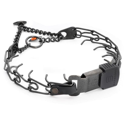 Herm Sprenger Black Stainless Steel Dog Collar with Quick Release ClicLock Buckle and Biothane Insert Training Collar Made in Germany (Black, 16in x 2.25mm(Neck Size up to 13-14in)) - color: Black, size: 16in x 2.25mm(neck size up to 13-14in)