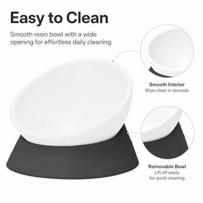 DZXZY French Bulldog Food Bowl, Slanted Tilted Pug Dog Bowl,Non-Slip Pet Feeder for Frenchie, Shih Tzu, Flat Faced Small Dogs, Puppies,Cat (Black, M -2 Cup) - color: Black, size: M -2 Cup