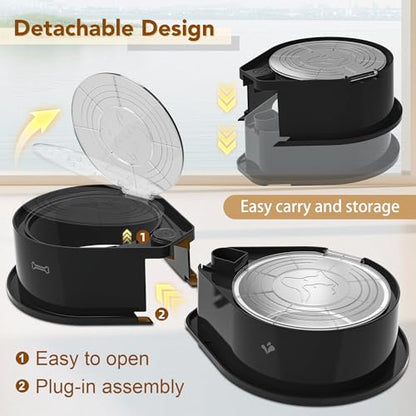 Newget Stainless Steel Dog Bowl Set with Lids, 304 Metal Dual Food & Water Bowls for Dogs & Cats, Foldable Pet Feeder with Cover Keeps Food Fresh, Anti-Skid Dog Dish for Small/Medium/Large Pets - color: Black
