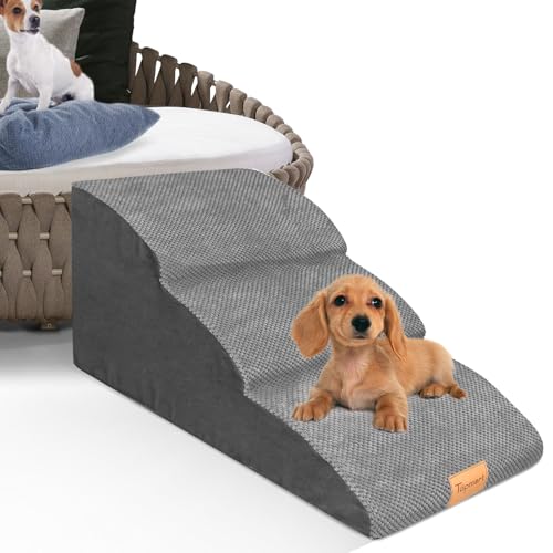 Topmart High Density Extended Foam Dog Ramp&Steps 3 Tiers,15.7" High | Non-Slip Dog Stairs with Removable Cover,Soft Foam Pet Ladder,Best for Injured,Older Cats,Pets with Joint Pain - color: Grey, size: 33.1*15.7*15.7