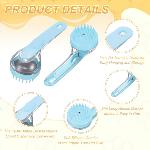 Pet Bath Brush, Dog Shampoo Brush New 2 in 1 Grooming Massage Scrubber Bubble Maker with Ring Built-in Shampoo Dispenser(Coarse,Blue/Pink), for Long Short Hair Cats Shower - color: Blue/Pink
