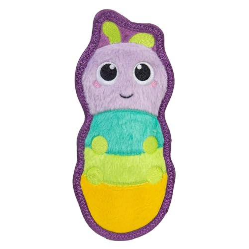 Outward Hound Tough Skinz Dog Toy, Durable Plush with 2X Lining, No Stuffing, Jumbo Squeaker, Caterpillar, 9.5" - color: Caterpillar Multi, size: Medium