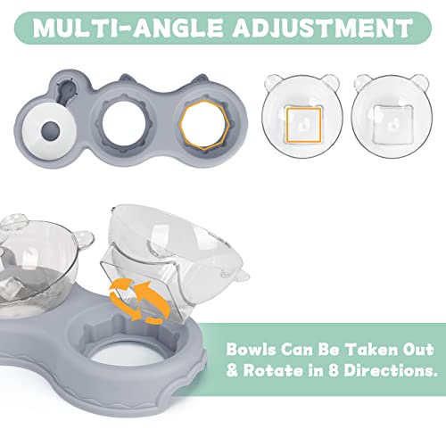 Triple Cat Bowls for Food and Water, YECERCAN Plastic Raised Cat Bowls with Automatic Water Bottle & Waterproof Mat for Cats/Small Dogs, 3 in 1 Pet Feeder for Wet/Dry Food