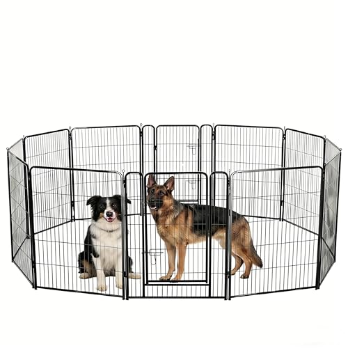 Simple Deluxe Dog Playpen Outdoor Indoor, 40 Inch 12 Panels Dog Fence for Small Dogs Puppy, Perfect Dog Pen for Camping, Yard, RV, Garden Fence, Black - size: 40 Inch 12 Panels