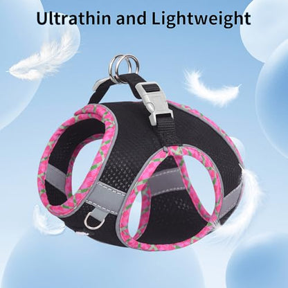 AIITLE Small Dog Harness - Breathable Double-Layer Jacquard No-Choke Vest, Durable Anti-Tear Fabric with Reflective Trim - Perfect for Running, Parties, Daily Walks (Black, XS) - color: Black, size: XS(Chest: 11.5 - 13.5")