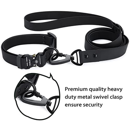 Waterproof Dog Collar and Leash Set Adjustable Quick Release Buckle Collar Leash for Small Medium Large Dogs (Medium, Black)