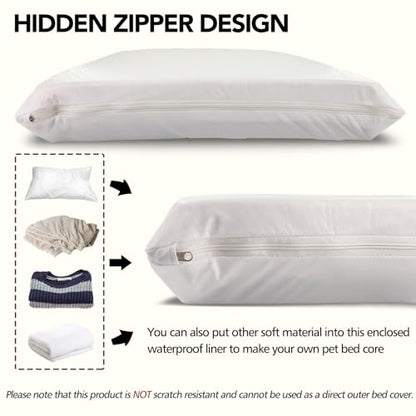 Waterproof Dog Bed Liner, Washable Replacement Cover Reusable Pet Pee Water Resistant Proof with Zipper, Liner Only 24x18 inch - size: 24x18x3 inch