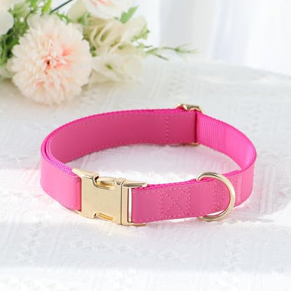 PET ARTIST Soft PU Leather Dog Collar, Bright & Stylish Hot Pink Dog Collar Girl with Quick Release Rose Metal Buckle, Nylon Padded Durable Pet Collars Adjustable for Small Dogs, Neck Fit 9-14" - color: Hot Pink, size: S: Fit 9-14" Neck(10-20 lbs)