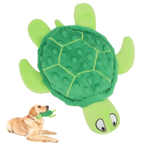 Squeaky Sea Turtle Plush Dog Toy - Durable, No Stuffing, Interactive Chew Toy for Small Dogs - Relieve Anxiety, Teething, and Keep Them Busy for Puppy(Green) - color: Green