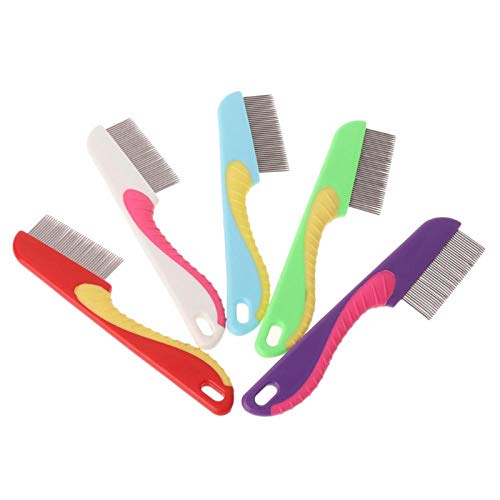 Pet Comb Cat Comb Dense Teeth Massage Clean Hair Stainless Steel Animal Grooming Brushes 5Pcs