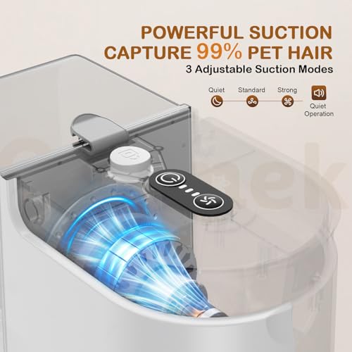 Dog Grooming Vacuum, Dog Grooming Kit, 3 Suction Modes Dog Brush Vacuum with 5 Pet Grooming Tools (Off-white) - color: Off-white