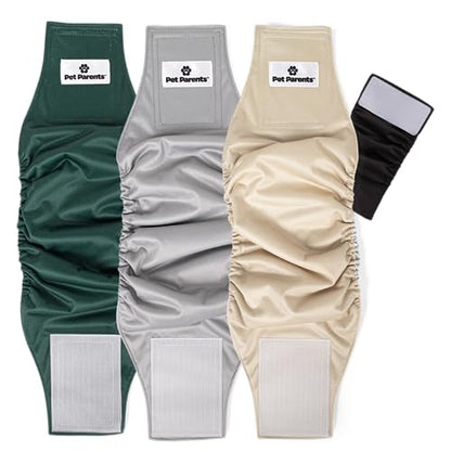 Pet Parents® Washable Belly Bands for Male Dogs (3pack) + Extendrs® of Durable Dog Diapers Male, Premium Male Dog Diapers & Dog Wraps (Small, Spruce) - color: Spruce, size: Small (13-16")