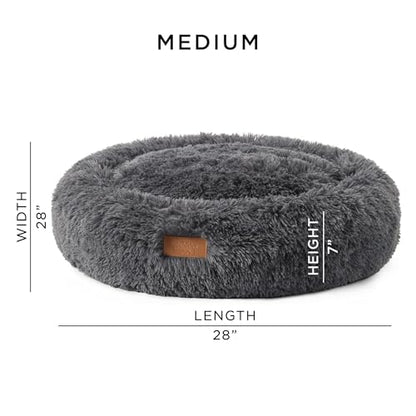 Town & Country Luxe CuddleTown Fuzzy Solid Donut Pet Bed, Soft, Cozy & Calming, Water Repellent, Non-Slip Bottom, 100% Machine Washable, Dark Grey, Medium 28"x28"x7" Round - color: Dark Grey, size: Medium 28"x28"x7" Round