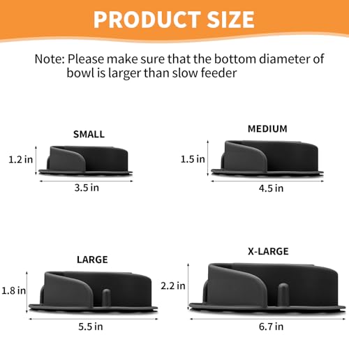 Slow Feeder Dog Bowls Insert, Animire Soft Silicone Slow Eating Dog Food Bowl for Small, Medium and Large Dogs, Compatible with Regular and Elevated Bowls - color: Black, size: S
