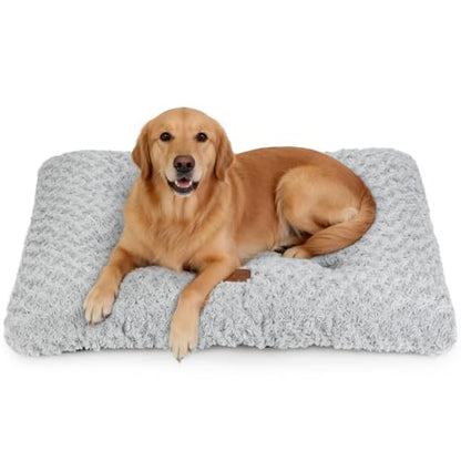 Dog Bed Crate Pad - Rosette Pattern White Velvet Pet Bed Anti-Slip Comfy Kennel Pad for Crates Rosette Grey L - color: Rosette Pattern Grey, size: Large 36"x24"