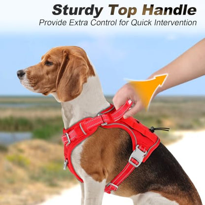 BARKBAY Service Dog Vest Tactical Dog Harness Medium Large Sized Dog No Pull Adjustable Dog Harness Reflective K9 Working Training Easy Control Military Molle System(Red,S) - color: Red, size: Small