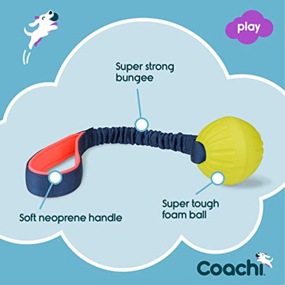Coachi Tuggi Ball - Interactive Dog Toy for Tug of War & Play. Strong & Comfortable, Stretchy Bungee Handle with Foam Ball, Ideal for Agility and Reward Training, Interrupting Biting & Chewing - style: Tuggi Ball