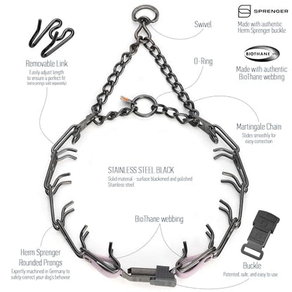 Herm Sprenger Black Stainless Steel Dog Collar with Quick Release ClicLock Buckle and Biothane Insert Training Collar Made in Germany (Pastel Purple, 23in x 3.2mm(Neck Size up to19-20in)) - color: Pastel Purple, size: 23in x 3.2mm(neck size up to19-20in)