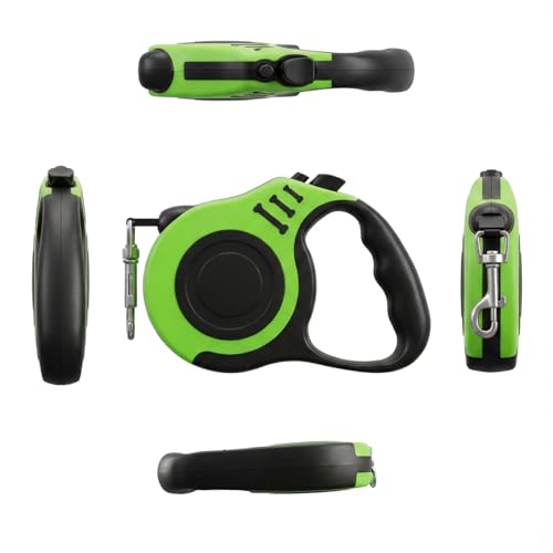 PETIMP Retractable Dog Leash Lightweight 16FT Leash, with Folding Bowl,Dispenser,Waste Bags, for Small Medium Dogs(Green) - color: GREEN