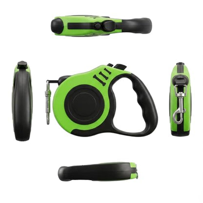 PETIMP Retractable Dog Leash Lightweight 16FT Leash, with Folding Bowl,Dispenser,Waste Bags, for Small Medium Dogs(Green) - color: GREEN