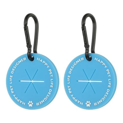 Dog Poop Bag Clip, Dog Poop Bag Holder Round for Dispenser Carrier Hands-Free Lightweight Durable PVC, (Blue, 2 Pcs), Intended for Leash/Pet Waste Bag - color: Blue