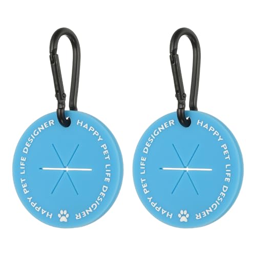 Dog Poop Bag Clip, Dog Poop Bag Holder Round for Dispenser Carrier Hands-Free Lightweight Durable PVC, (Blue, 2 Pcs), Intended for Leash/Pet Waste Bag - color: Blue