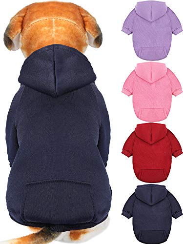 Syhood 4 Pieces Small Dog Sweaters Dog Hoodie Clothes with Hat for Small Dogs Puppy Pet Winter Warm Hoodies Coat Sweater Shirt Chihuahua Clothes with Pocket - size: S
