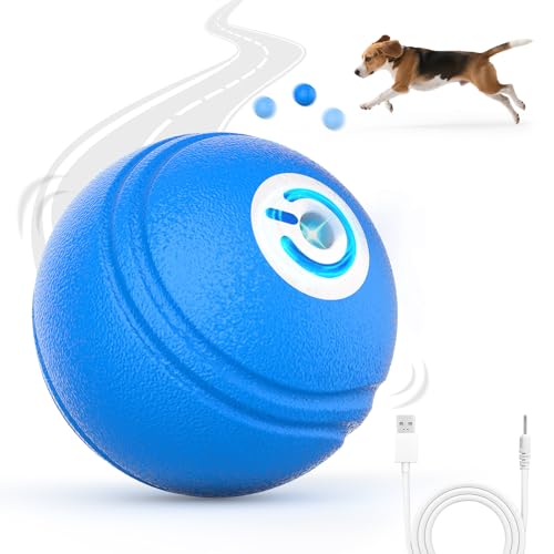 AIPERRO Interactive Dog Toys Ball, Smart Action Activated Rechargeable Pet Toy, TPU Material, IPX7 Waterproof Rating, Automatic Rotating/Bouncing/Moving, Suitable for Small/Medium Dogs-Blue - color: Blue