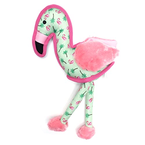 The Worthy Dog Flamingo Tough Plush Dog Toy – Durable Chomp-Resistant Dog Toy with Multiple Squeakers, Reinforced Mesh Lining & Strong Stitching - Pink, Small - color: Flamingo - Pink, size: Small