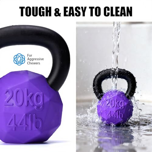 MECOOL Indestructible Dog Toy for Aggressive Chewers - Heavy Duty Chew Ring with Durable Nylon and Treat Dispenser Rubber Base, Interactive Food Puzzle Dog Chew Toy,Large Purple - size: L Purple