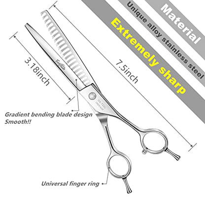 High-end Professional Dog Grooming Thinning Scissors Teeth Blending Shears Pet Texturizing Thinner Blender Shears 7 Inch Extremely Sharp Stainless Steel Alloy For Cat Horse And Other Animals - style: 7inch Thinning