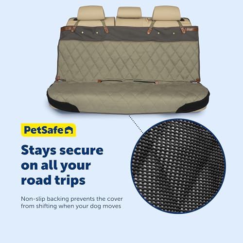 PetSafe Happy Ride Quilted Bench Seat Cover Waterproof and Durable Machine Washable Fits Most Cars, Trucks and SUVs Backseat Protection for Pet Paws, Scratches and Dog Hair - color: Black, size: Standard, style: Bench