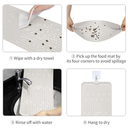 Ptlom Pet Placemat for Dog and Cat, Anti-Slip Waterproof Dogs Feeding Mat Prevent Food and Water Overflow, Bowl Mats Suitable for Medium and Small Pets, Cream, Silicone - color: Cream