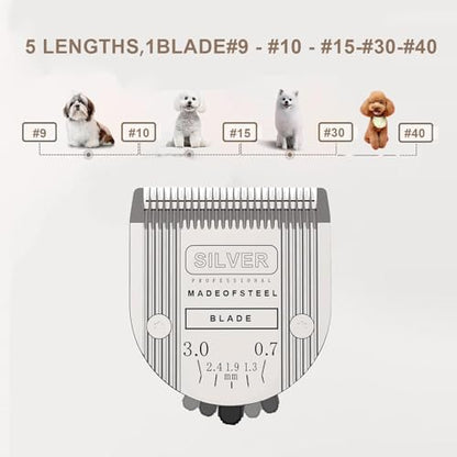 5 in 1 Replacement Blades Compatible with Wahl Bravura .Chromado，Creativa，Figura Dog Clippers for Dogs Grooming-(3PC) - color: Silver Gray