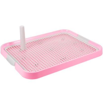 Kisangel Plastic Dog Toilet Potty Tray with Detachable Anti-Slip Mesh, Indoor Puppy Pee Station for Small & Medium Dogs, Pet Toilet for Home Office Kitchen & Bathroom - color: Pink