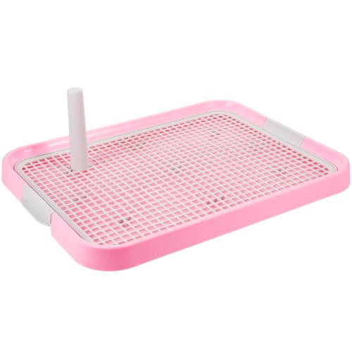 Kisangel Plastic Dog Toilet Potty Tray with Detachable Anti-Slip Mesh, Indoor Puppy Pee Station for Small & Medium Dogs, Pet Toilet for Home Office Kitchen & Bathroom - color: Pink