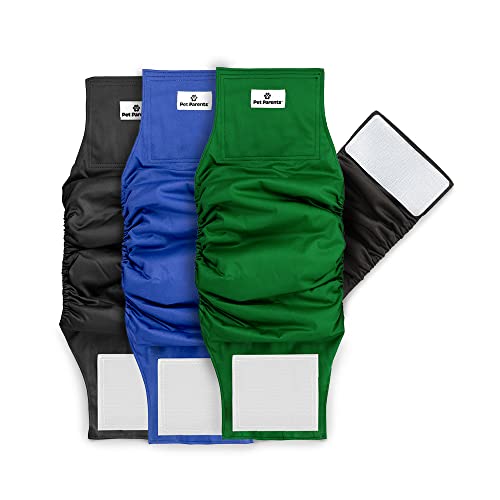 Pet Parents® Washable Belly Bands for Male Dogs (3pack) + Extendrs® of Durable Dog Diapers Male, Premium Male Dog Diapers & Dog Wraps (Small, Gentlemen) - color: Gentlemen, size: Small (13-16")