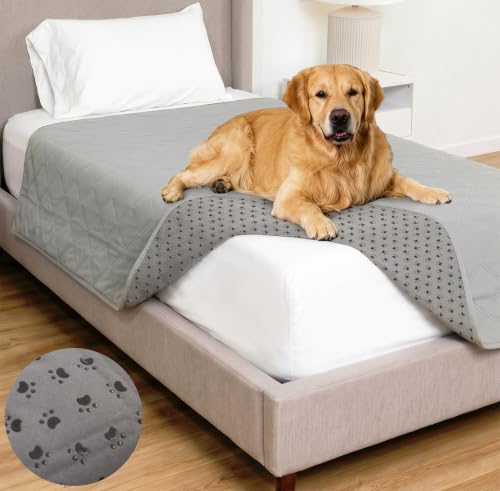 GORILLA GRIP® Waterproof Dog Blanket, 82x52, Leakproof Couch Cover for Dogs, Silicone Grip Backing, Protects Sofa, Sectional, Bed, Crate, Car & RV, Tear-Resistant Washable Pet Blanket Light Gray - color: Light Gray, size: 52" X 82"