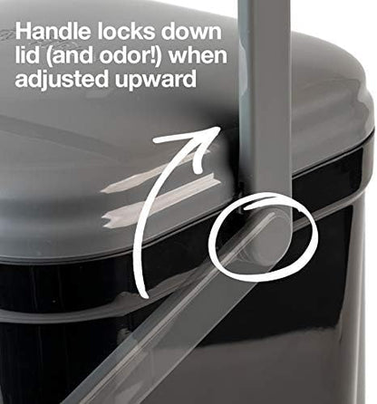PetFusion Outdoor Pet Waste Disposal, Innovative Dog Poop Trash Can with Locking Handle, With Deodorizer, Built-in Poop Bag Holder, 5 Bags Included. | Built-in bag holder, keeps refills within reach, odor control, five bags included, secure lid design for