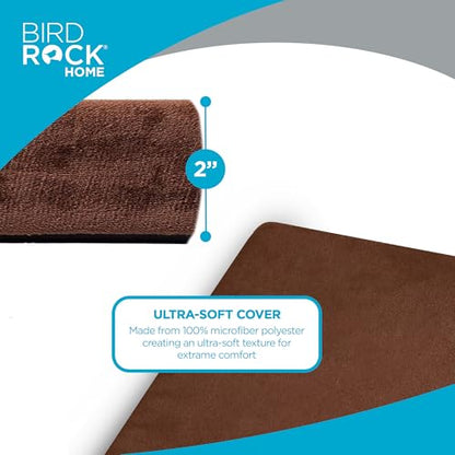 BIRDROCK HOME 2" Memory Foam Dog Beds | Ultra Soft Plush Pet Bed | Removable Cover | Pet | Crate Bed (40 X 26, Brown) - size: Large