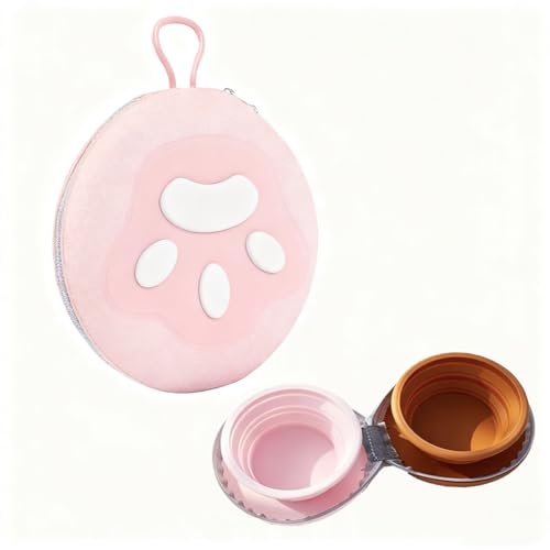 Zegcohjave Collapsible Dog Bowls, 2-in-1 Silicone Portable Dog Food and Water Bowl, Travel Pet Bowls for Dogs & Cats, Ideal for Camping, Hiking and Outdoor Adventures(Brown and pink) - color: Brown and pink