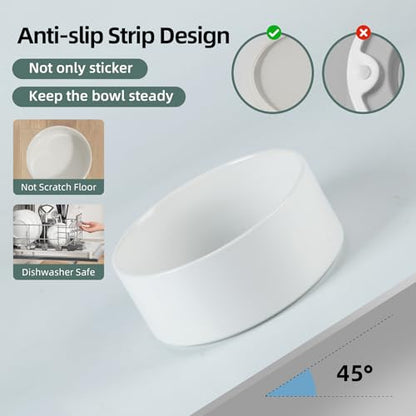 Havniva 8.3” Dog Bowls Elevated Ceramic Dog Food and Water Bowl Set, Double Raised Dog Water Bowl with Stand Non-Slip Rubber Base Large Capacity Feeding Pet Food Bowl for Large Dogs - color: Matte White - 2 Bowls+Stand, size: 8.3 Inch